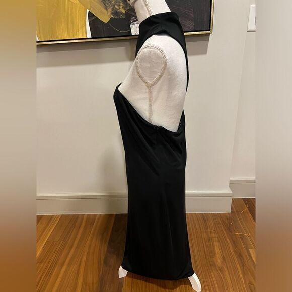 Lauren Ralph Lauren black one shoulder mock turtleneck dress, size 14 - Picture 5 of 11